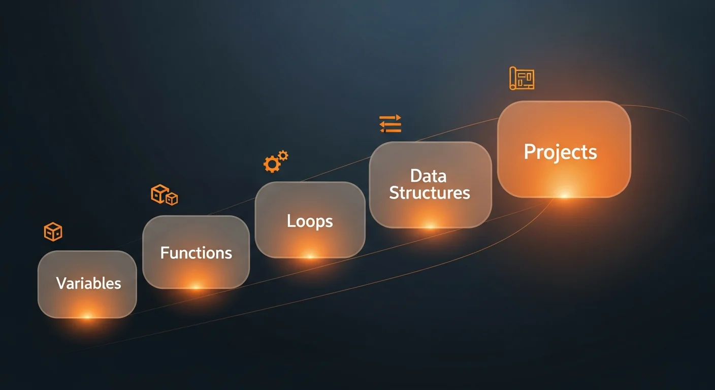 Python learning roadmap for beginners — from variables to real-world projects