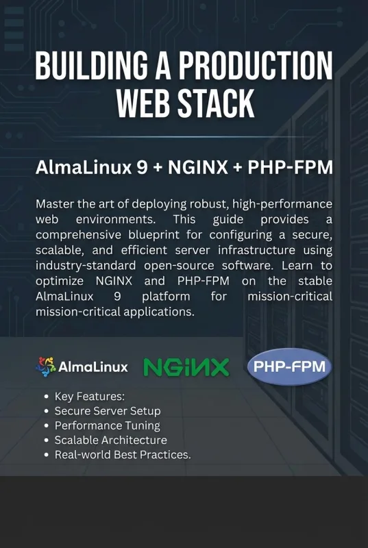 AlmaLinux 9 + NGINX + PHP-FPM ebook back cover 1