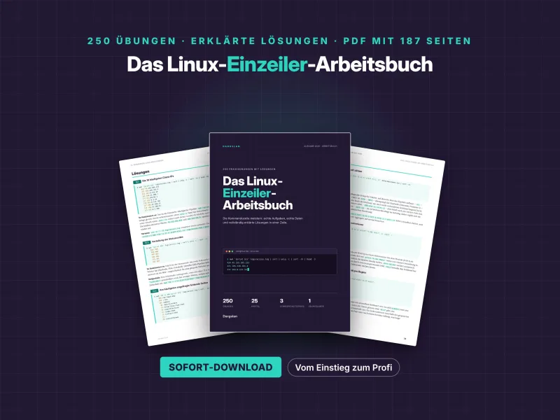 Linux-Einzeiler-Arbeitsbuch mit 250 Übungen, erklärten Lösungen und praxisnahen Terminal-Aufgaben