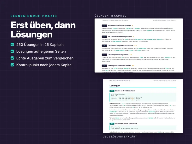 Linux-Workbook mit 250 Übungen in 25 Kapiteln – Aufgaben, Lösungswege und Erklärungen