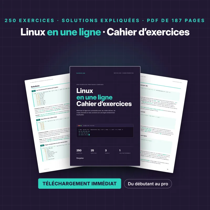 Linux en une ligne – Cahier d’exercices avec commandes Linux, exercices pratiques et exemples de pages