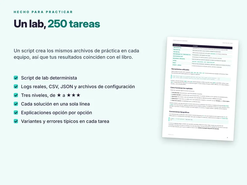Laboratorio práctico de Linux con 250 tareas, scripts de entrenamiento y ejercicios progresivos