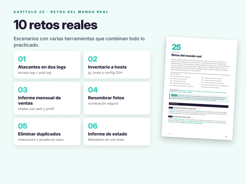 Diez retos reales de Linux sobre análisis de logs, inventario de hosts y automatización de tareas