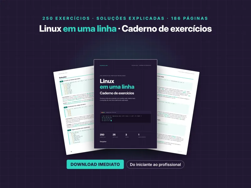 Caderno de exercícios Linux com 250 exercícios, 25 capítulos e soluções explicadas passo a passo