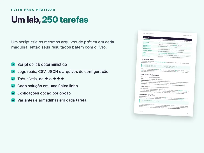 Laboratório prático de Linux com 250 tarefas, scripts de treinamento e exercícios progressivos
