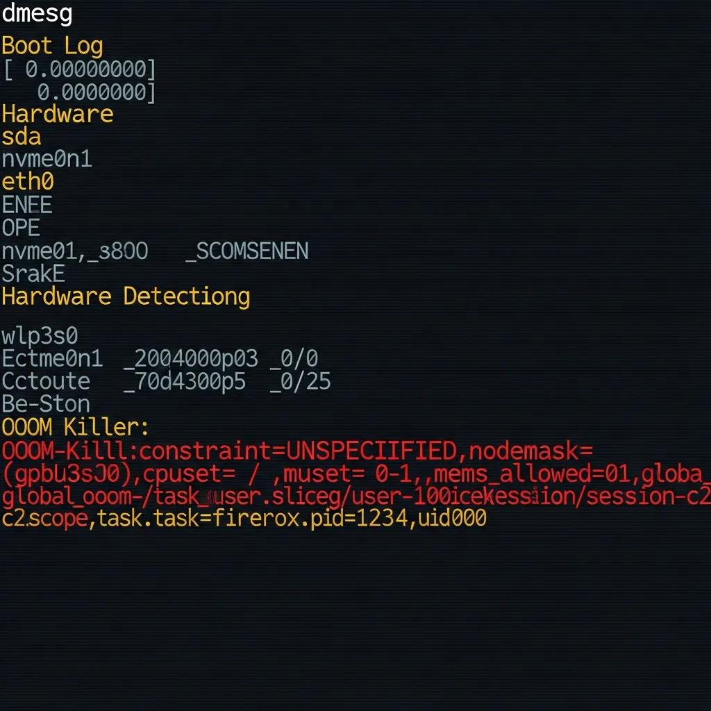 Linux Kernel Messages: dmesg Analysis for Hardware Errors and OOM Events