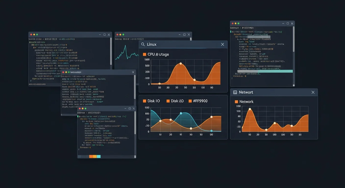Debian server monitoring dashboard with system metrics
