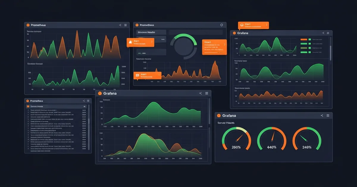 DevOps monitoring dashboard with Prometheus and Grafana visualization