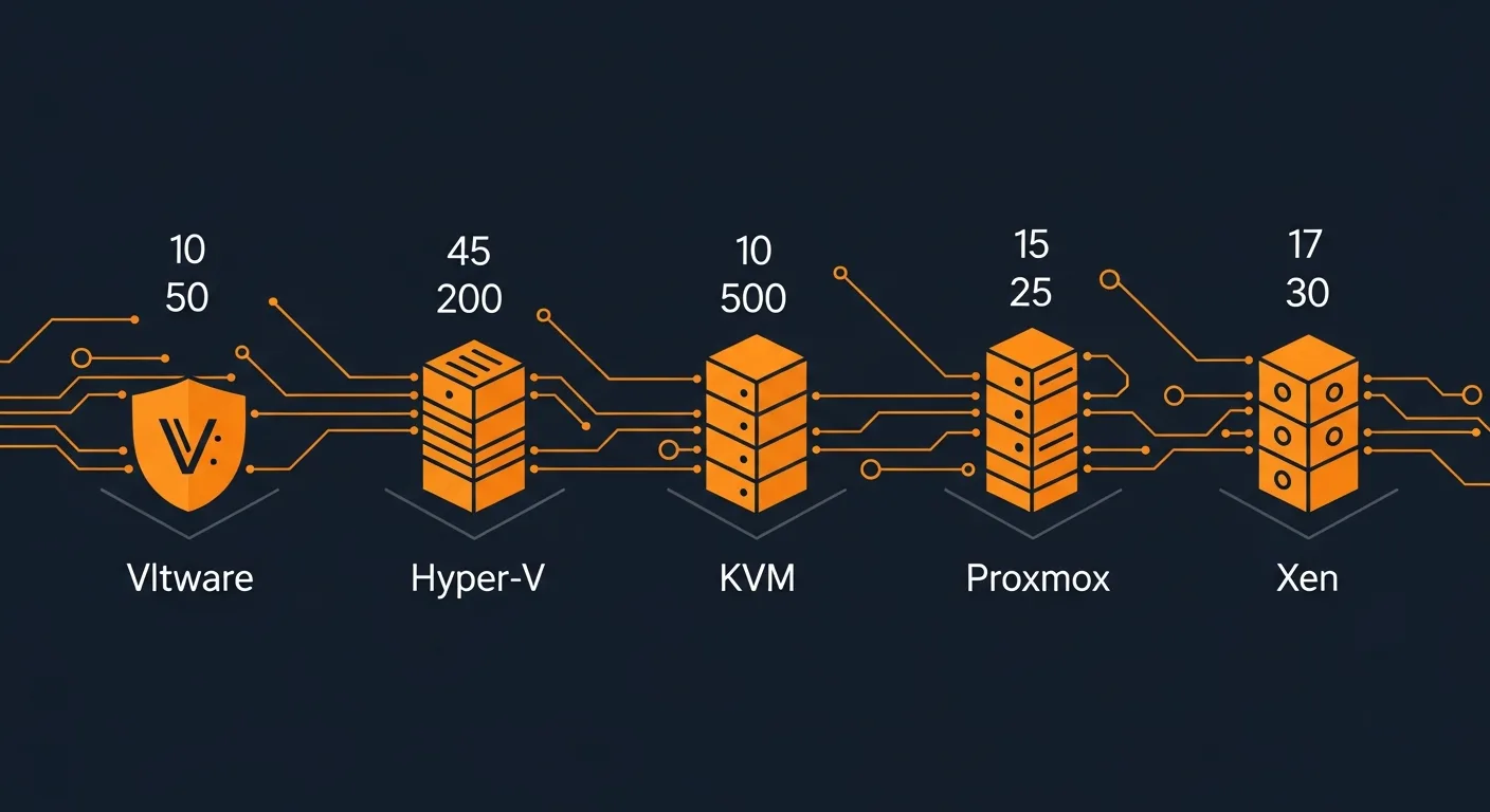 Hypervisor Comparison 2026: VMware vs Hyper-V vs KVM vs Proxmox vs Xen