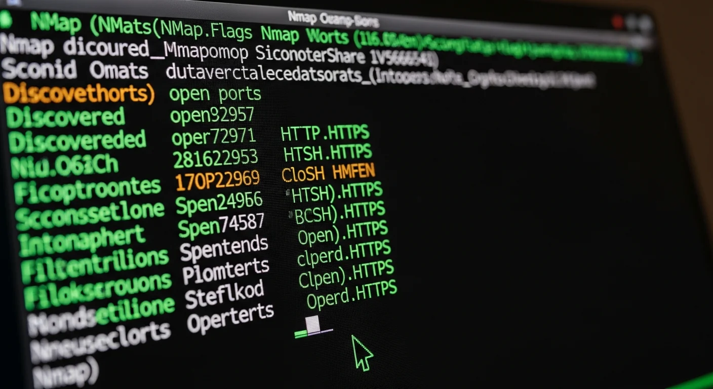 Kali Linux network scanning tools showing Nmap terminal output with port discovery results