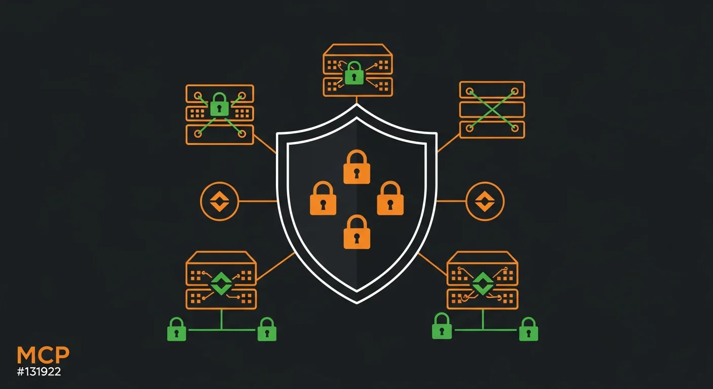 MCP security best practices showing shield and encryption symbols