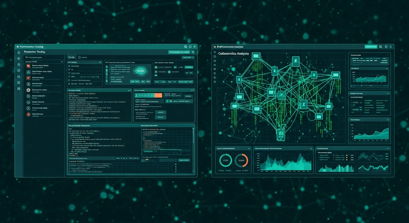 Parrot OS security and penetration testing tools dashboard showing network scanning and vulnerability analysis