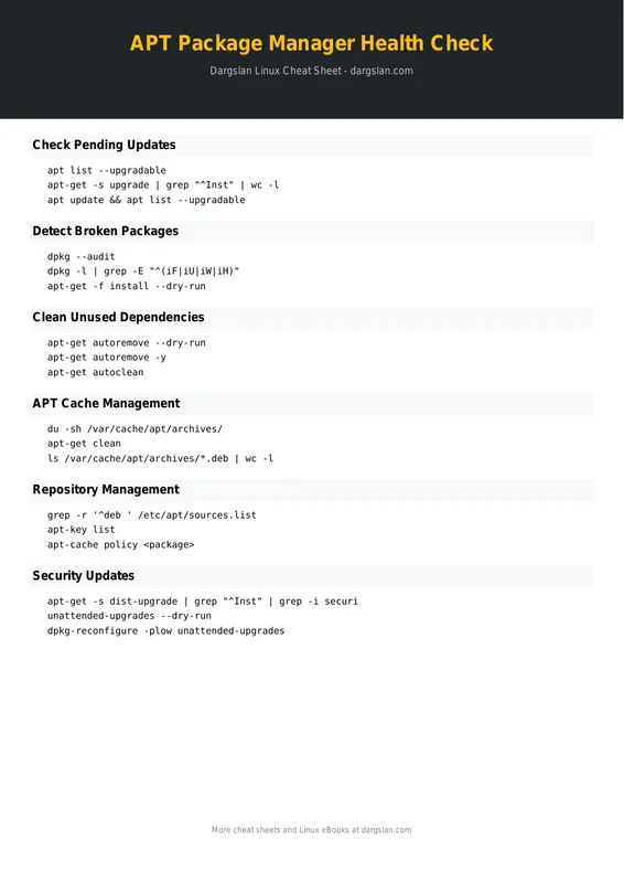 APT Package Manager Health Check Cheat Sheet