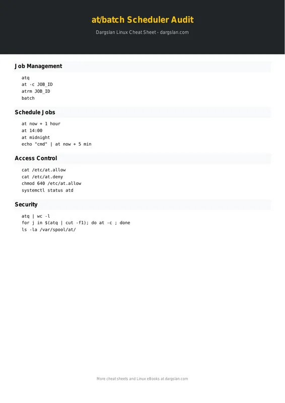 at/batch Scheduler Audit Cheat Sheet