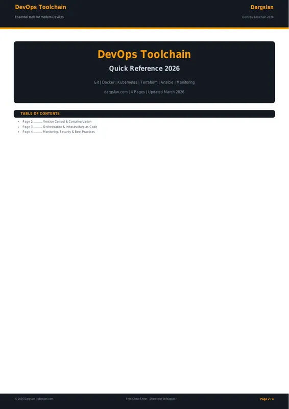 DevOps Toolchain Quick Reference