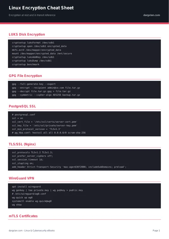 Linux Encryption Cheat Sheet