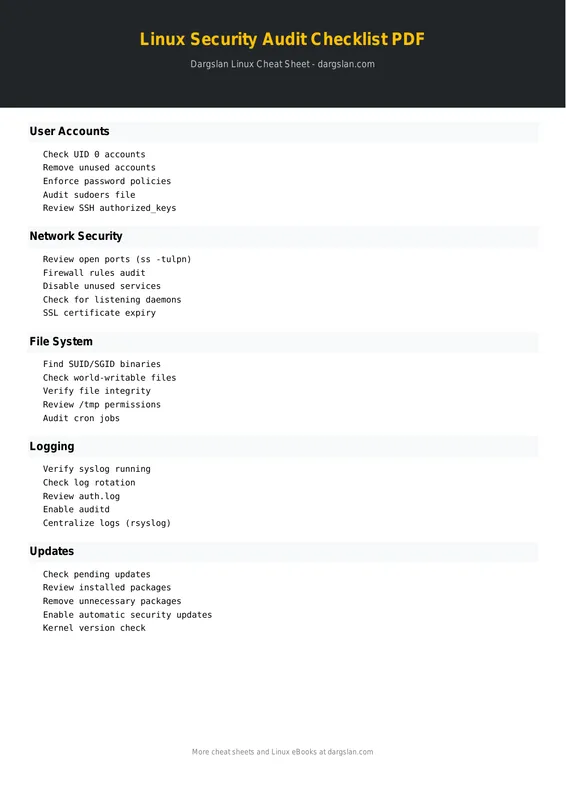 Linux Security Audit Checklist PDF