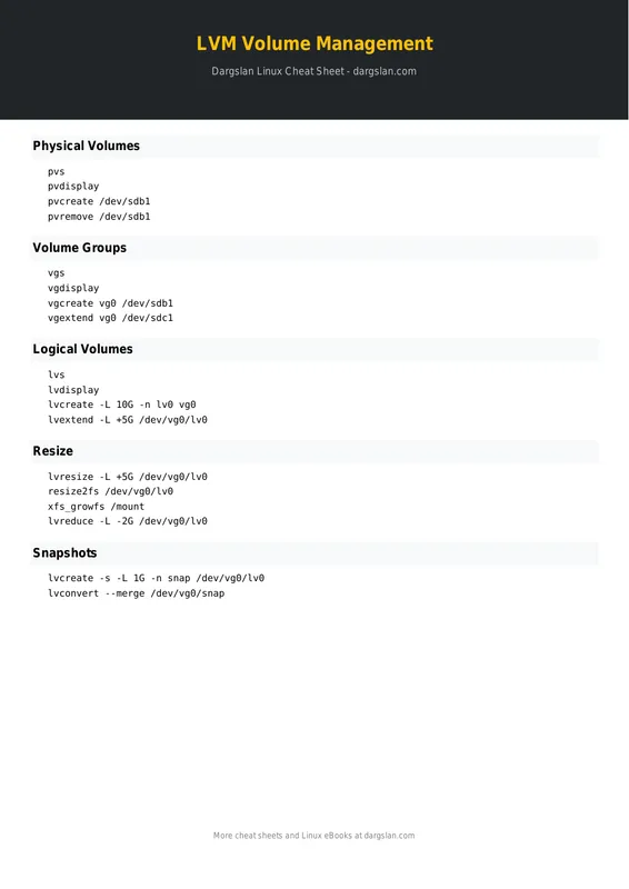 LVM Volume Management Cheat Sheet