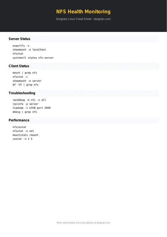 NFS Health Monitoring Cheat Sheet