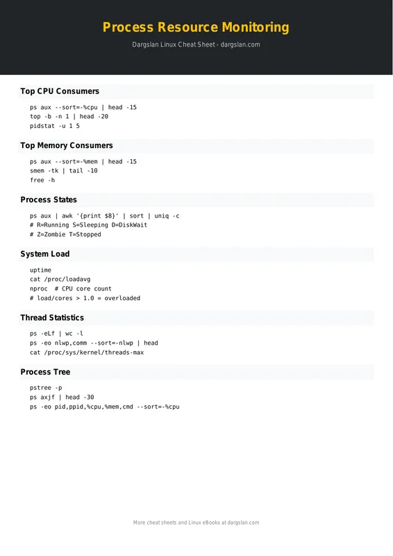 Process Resource Monitoring Cheat Sheet