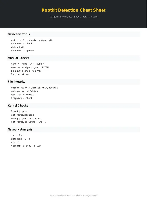 Rootkit Detection Cheat Sheet