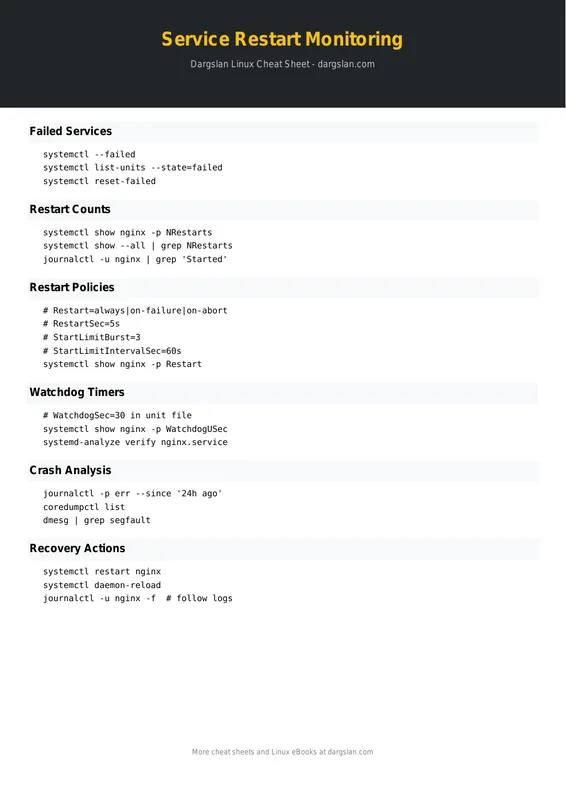 Service Restart Monitoring Cheat Sheet
