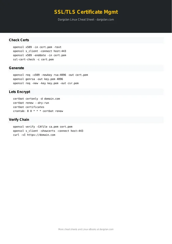 SSL/TLS Certificate Management Cheat Sheet