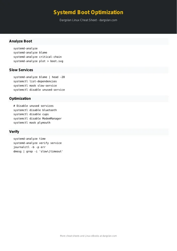 Systemd Boot Time Optimization Cheat Sheet