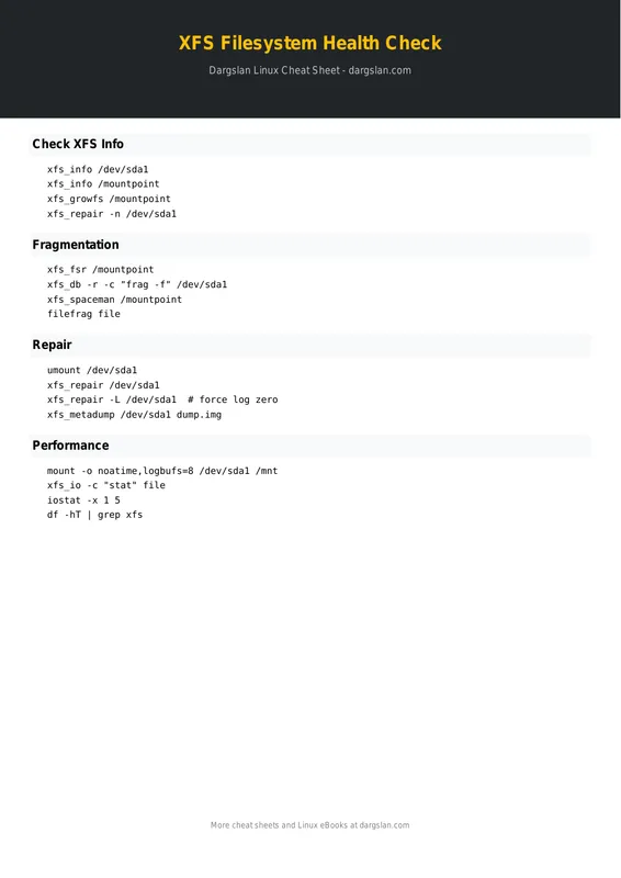XFS Filesystem Health Check Cheat Sheet